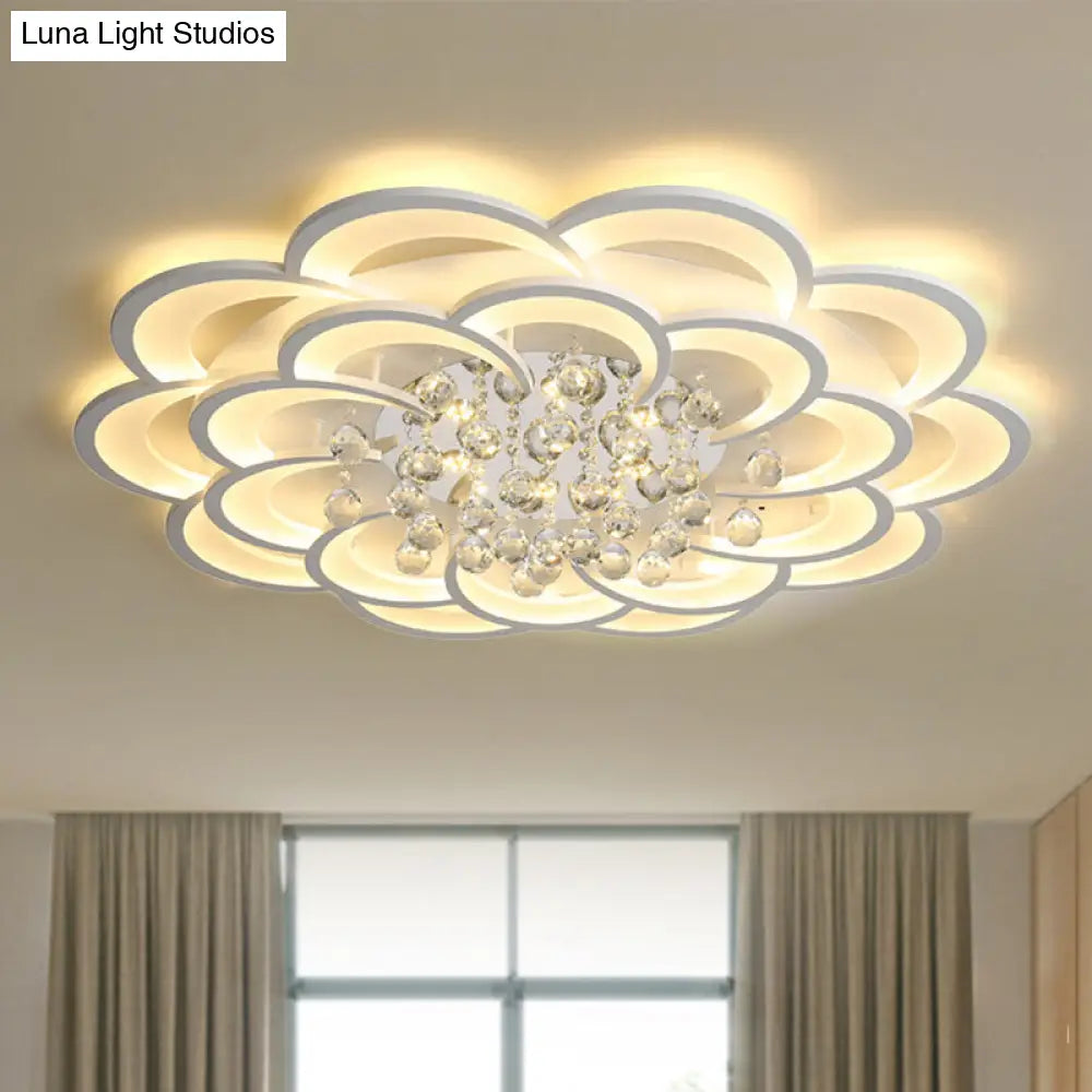 DecorBites™ DecorBites™ Modern Floral Iron Flush Mount LED Ceiling Light in Warm/White Light - 20.5"/27"/31.5" W, White Fixture