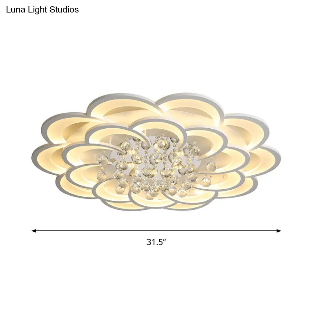 DecorBites™ DecorBites™ Modern Floral Iron Flush Mount LED Ceiling Light in Warm/White Light - 20.5"/27"/31.5" W, White Fixture