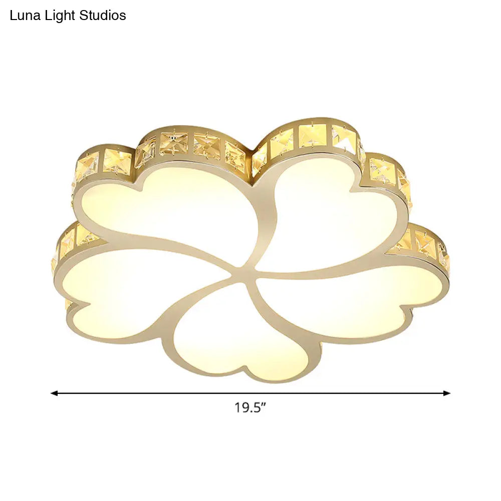 DecorBites™ DecorBites™ Modern Floral LED Gold Ceiling Light for Sleeping Room with Crystal Flush Mount