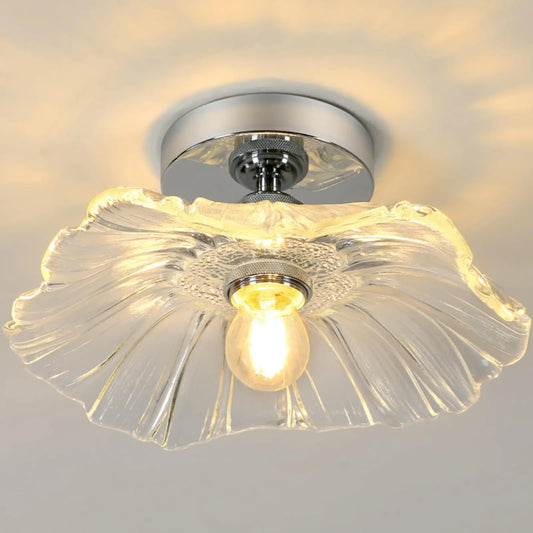 Modern Flower Chandelier Light - Vintage Glass Shade - Chrome / United States / 60W