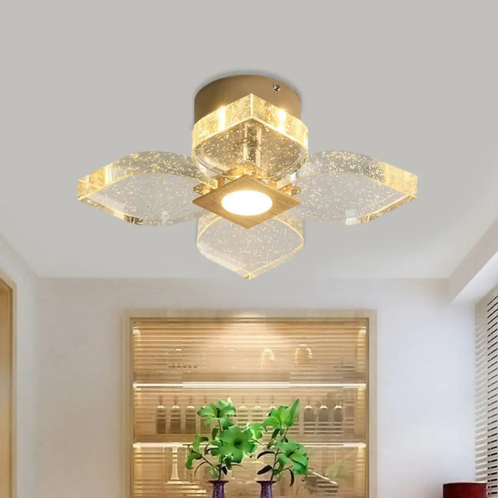 DecorBites™ DecorBites™ Modern Flower Crystal Ceiling Lamp in Gold with LED Lighting