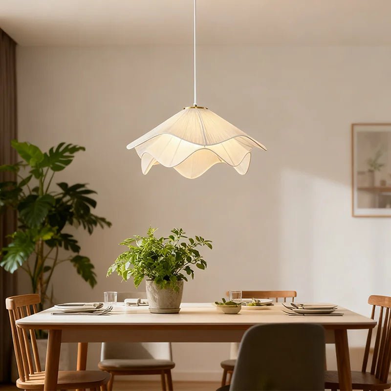 Modern Flower Fabric Pendant Light With Warm Glow - Decorbites