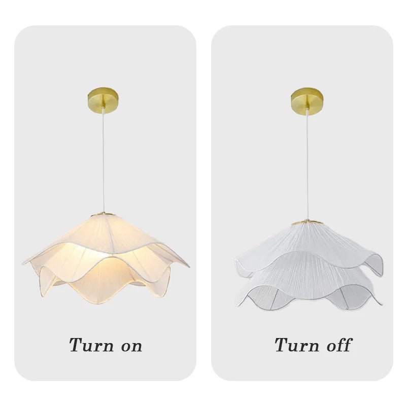 Modern Flower Fabric Pendant Light With Warm Glow - Decorbites