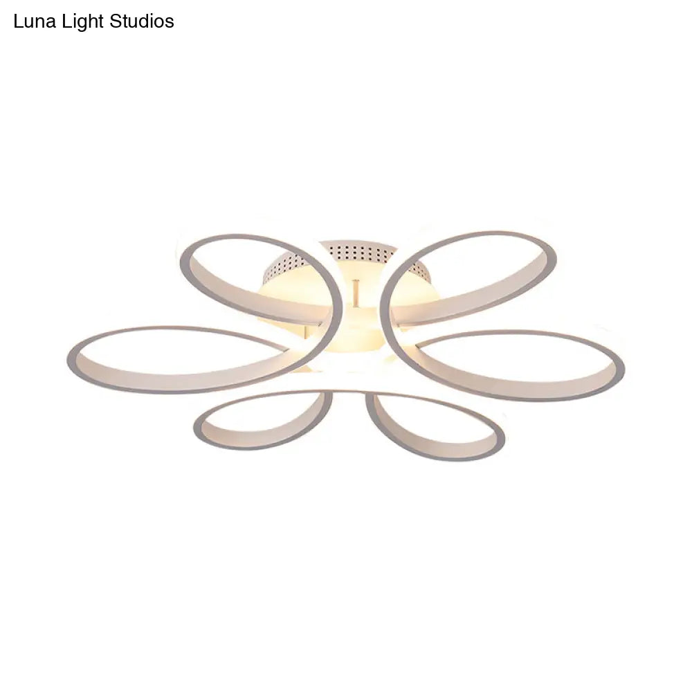 DecorBites™ DecorBites™ Modern Flower LED Flush Ceiling Light Fixture - White Acrylic Semi Flush, Ideal for Living Rooms