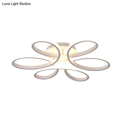 DecorBites™ DecorBites™ Modern Flower LED Flush Ceiling Light Fixture - White Acrylic Semi Flush, Ideal for Living Rooms