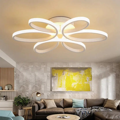 DecorBites™ DecorBites™ Modern Flower LED Flush Ceiling Light Fixture - White Acrylic Semi Flush, Ideal for Living Rooms