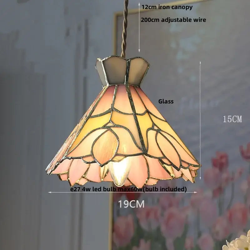 Modern flower white and amber clear glass led pendant light with warm-toned floral decorbites clear glass panels