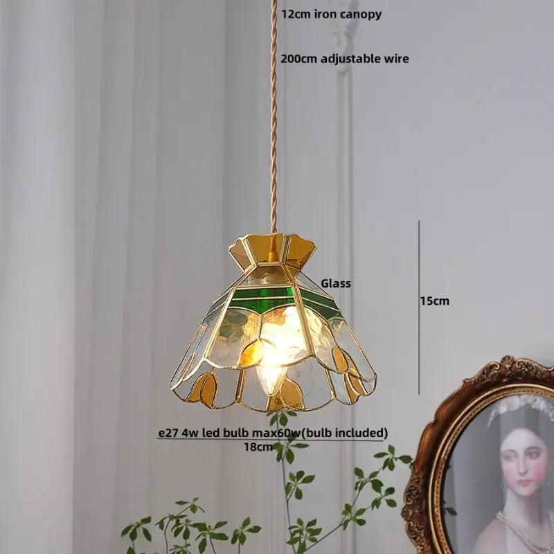 Modern flower white and amber clear glass led pendant light with stained glass shade and gold-toned iron canopy for dining room decorbites clear glass pendant lights