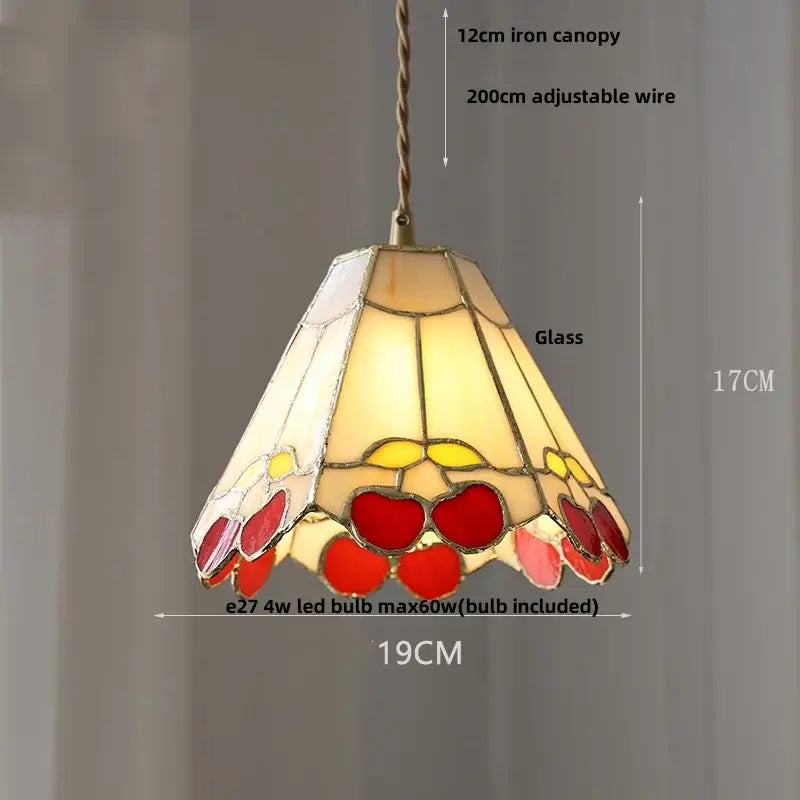 Modern flower pendant lights with clear glass led panels featuring red and yellow cherry motifs for dining room decorbites