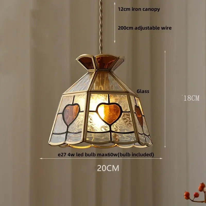 Modern flower white and amber clear glass led pendant light with heart-shaped panels in brass frame for dining room decorbites clear glass pendant lights