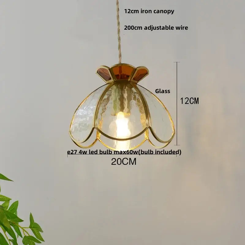 Modern flower white and amber clear glass led pendant light with amber-tinted glass and gold-toned frame for dining room decorbites clear glass pendant lights