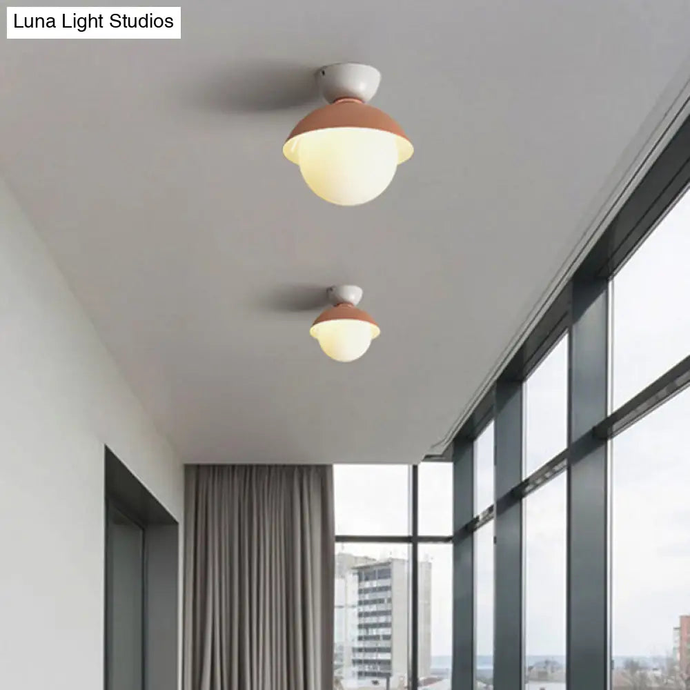 DecorBites™ DecorBites™ Modern Flush Mount Ceiling Light - White Glass Hallway Fixture
