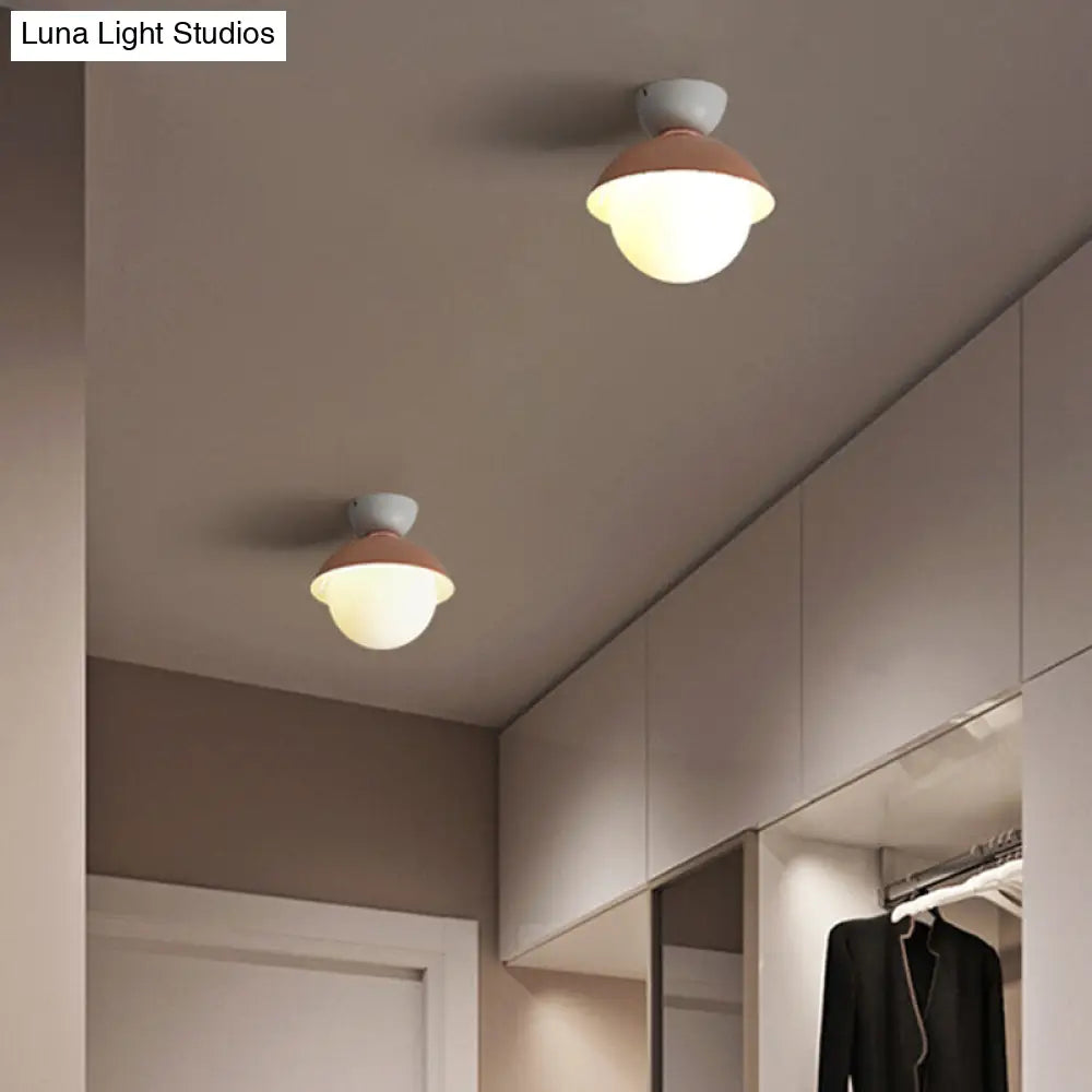 DecorBites™ DecorBites™ Modern Flush Mount Ceiling Light - White Glass Hallway Fixture