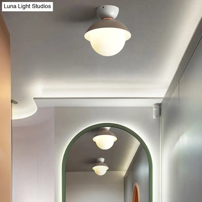 DecorBites™ DecorBites™ Modern Flush Mount Ceiling Light - White Glass Hallway Fixture