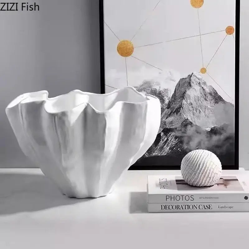 White ceramic bud vase with scalloped rim and textured surface for modern fluted black resin bud decorbites black resin