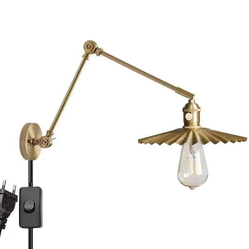 Modern fluted brass adjustable copper wall sconce with a brass finish and exposed Edison bulb for bedroom decorbites adjustable copper wall use