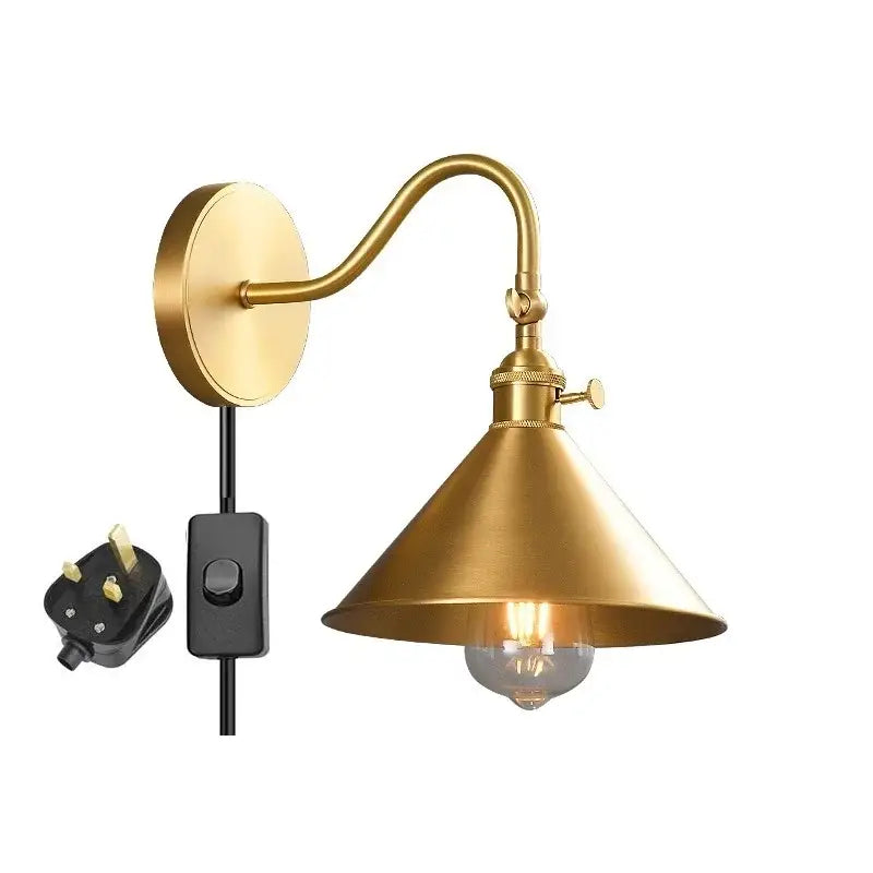 Modern fluted brass adjustable copper wall sconce with curved arm and exposed bulb for bedroom decorbites adjustable copper wall