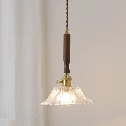A warm-toned modern fluted yellow glass pendant light with led walnut copper hardware for dining room decorbites led walnut