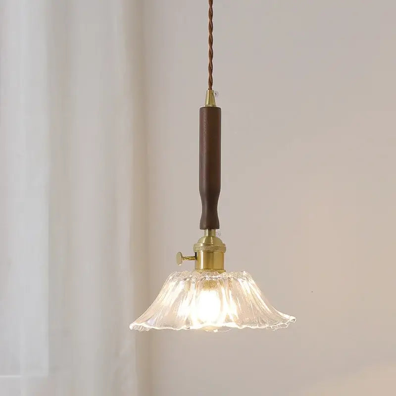 A warm-toned modern fluted yellow glass pendant light with led walnut copper hardware for dining room decorbites led walnut