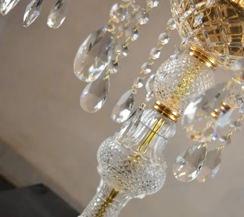 Modern french gold crystal floor lamp with crystal droplets and gold-toned metal accents for living room decorbites crystal floor