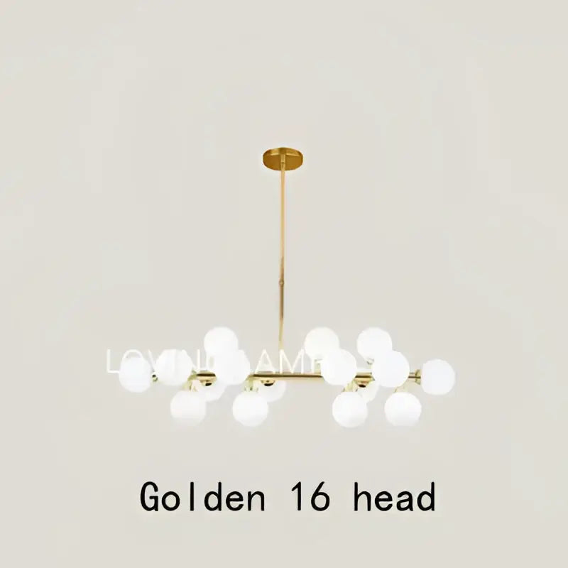 Modern frosted glass ball led chandelier with 16 white glass bulbs on brass frame ideal for dining room decorbites glass ball