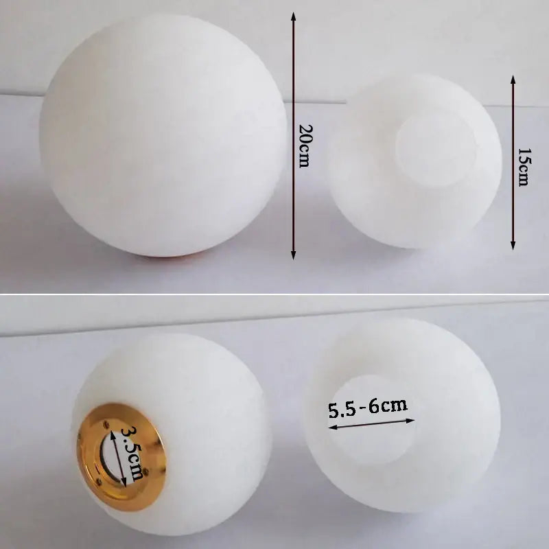 Modern frosted glass ball pendant light with gold ring and measurement markings for bedroom decorbites glass ball