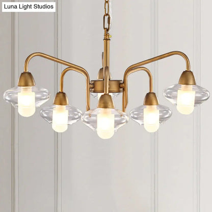 Modern Frosted Glass Chandelier - 6-Light Elliptical Pendant for Dining Room Lighting