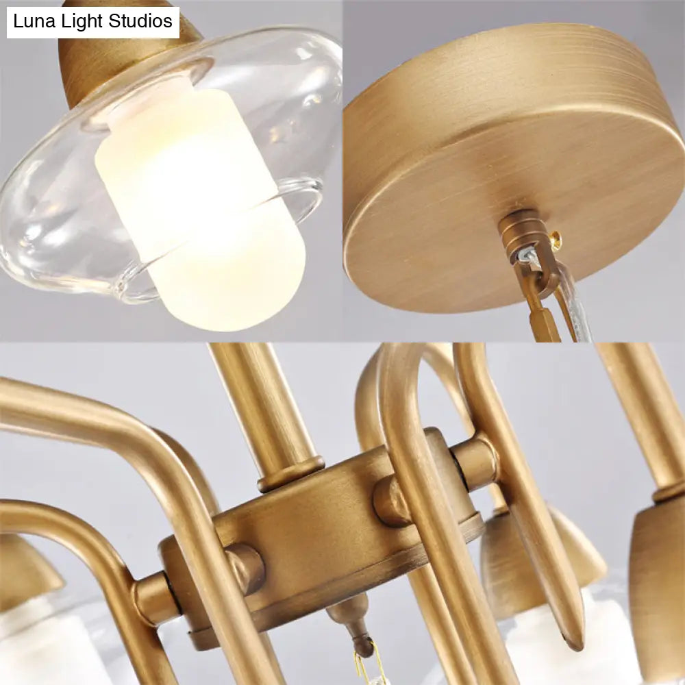 Modern Frosted Glass Chandelier - 6-Light Elliptical Pendant for Dining Room Lighting