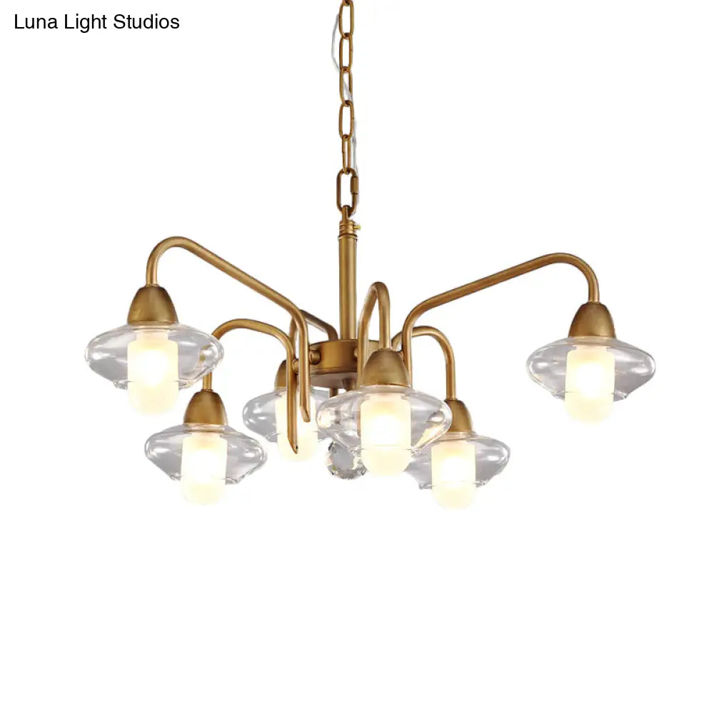 Modern Frosted Glass Chandelier - 6-Light Elliptical Pendant for Dining Room Lighting