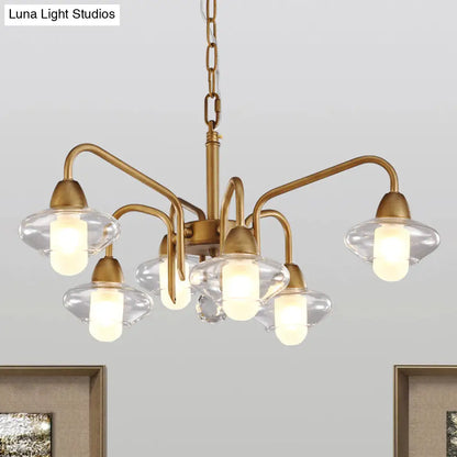 Modern Frosted Glass Chandelier - 6-Light Elliptical Pendant for Dining Room Lighting