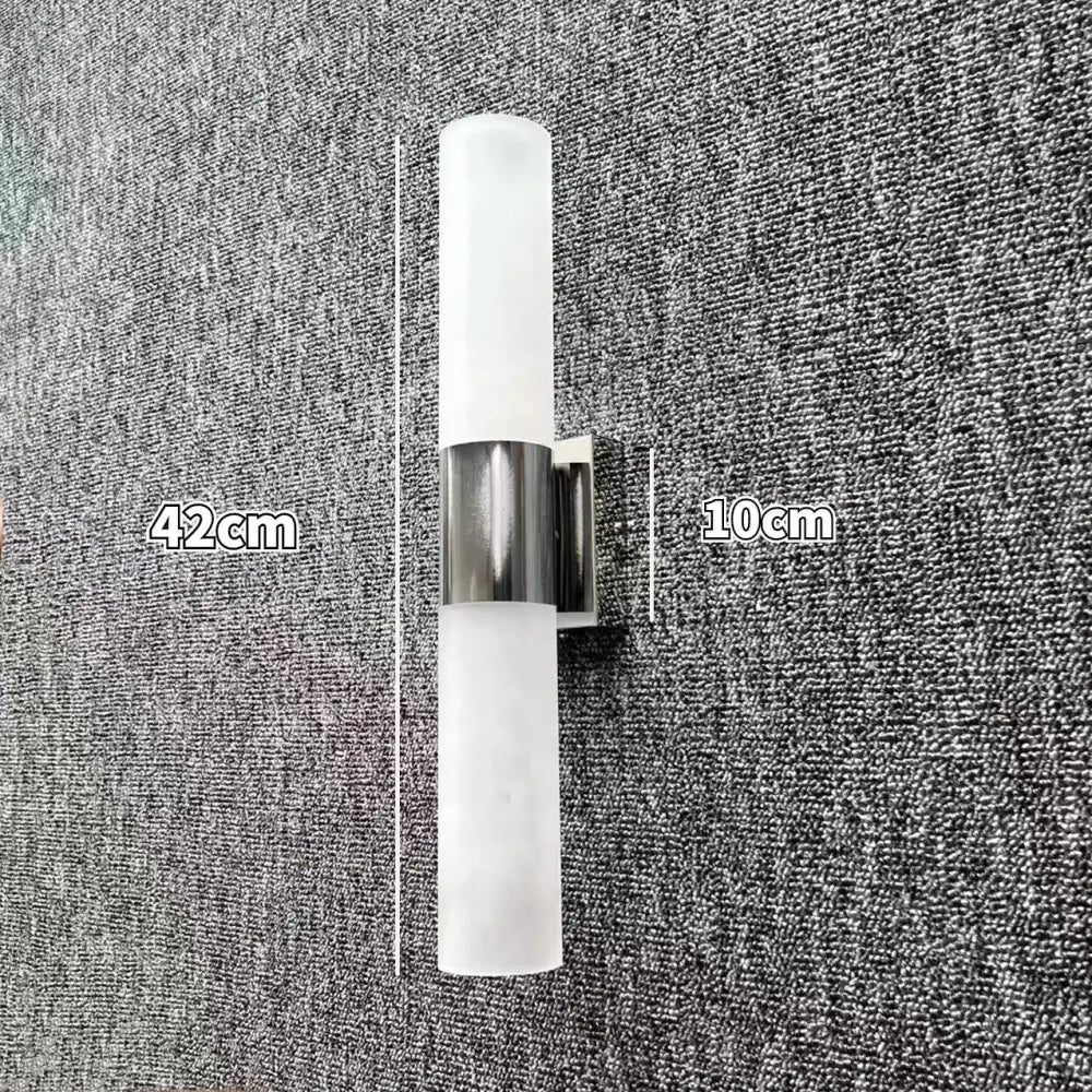 Modern frosted glass led wall lamp with polished chrome accent band minimalist design for bedroom wall lamp