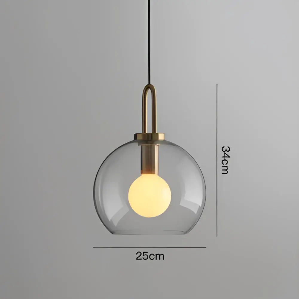 Clear glass globe pendant light with brass fixture and exposed bulb for modern frosted gray glass ball pendant decorbites