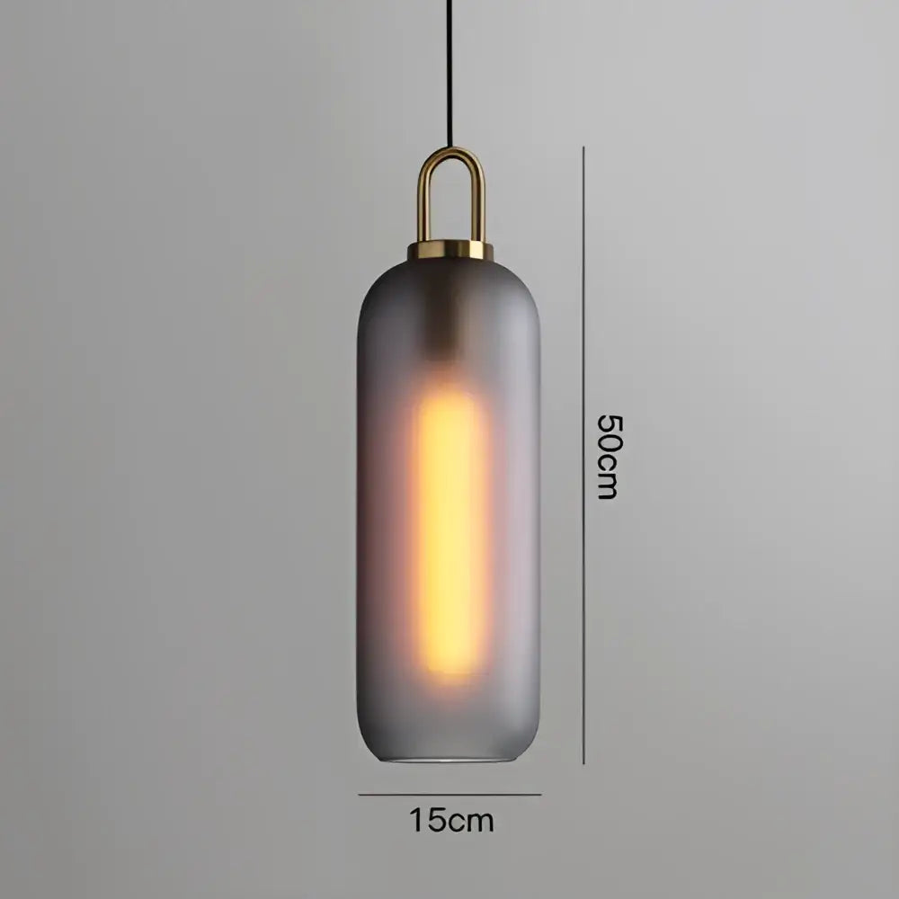 Modern frosted gray glass ball pendant light with a 50cm brass hook and edison bulb for dining room decorbites glass ball