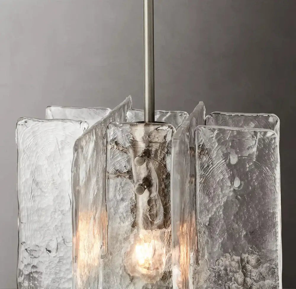 Modern frosted gray glass lattice pendant light with clear textured panels and exposed bulb for dining room decorbites pendant lights