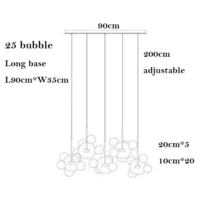 Modern frosted white bubble ball pendant light with 25 glass bubbles on metal base for kitchen island decorbites bubble ball