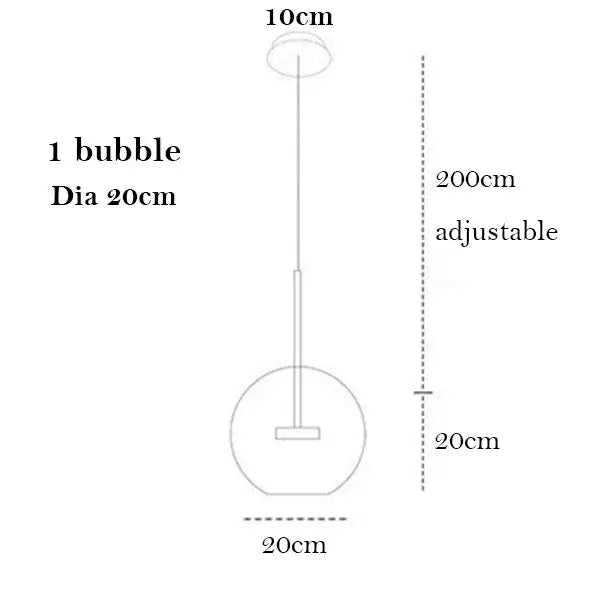 Modern frosted white decorbites bubble ball pendant light with 20cm diameter and 200cm adjustable hanging length