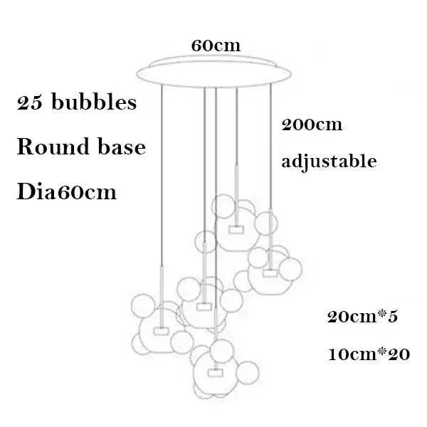 Modern frosted white bubble ball pendant light with 25 glass bubbles in varying sizes for kitchen island decorbites bubble ball