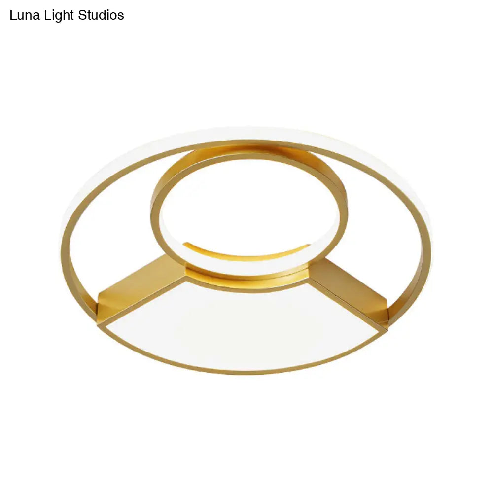 DecorBites™ DecorBites™ Modern Geometric Acrylic Flush Mount LED Ceiling Light, Gold Finish in Warm/White Light, 18"/22" Width