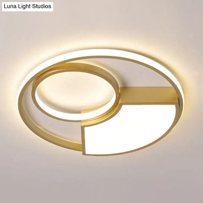 DecorBites™ DecorBites™ Modern Geometric Acrylic Flush Mount LED Ceiling Light, Gold Finish in Warm/White Light, 18"/22" Width