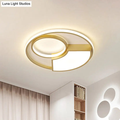 DecorBites™ DecorBites™ Modern Geometric Acrylic Flush Mount LED Ceiling Light, Gold Finish in Warm/White Light, 18"/22" Width