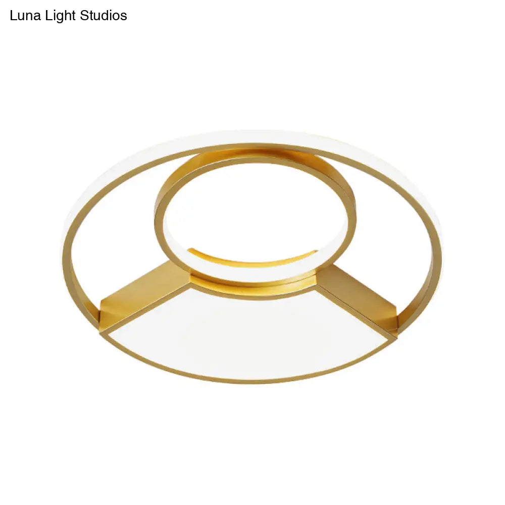 DecorBites™ DecorBites™ Modern Geometric Acrylic Flush Mount LED Ceiling Light, Gold Finish in Warm/White Light, 18"/22" Width