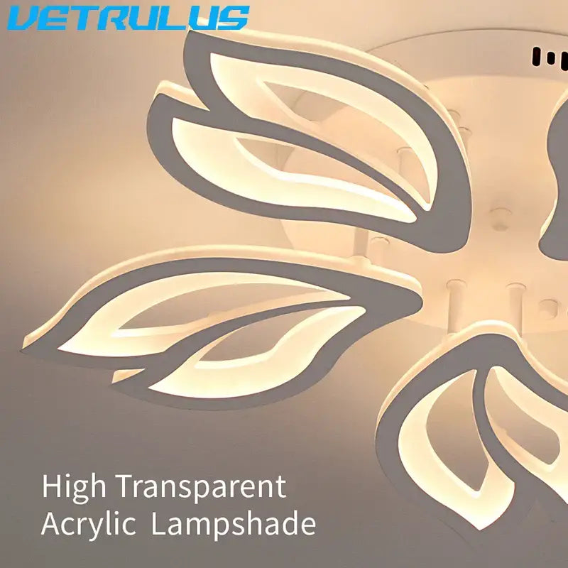 Vetrulus modern geometric acrylic led ceiling light with leaf-shaped transparent white and gray lampshades for living room