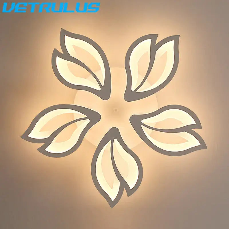 Modern geometric acrylic led ceiling light with six-leaf floral design and gray edges for living room bedroom decorbites geometric acrylic