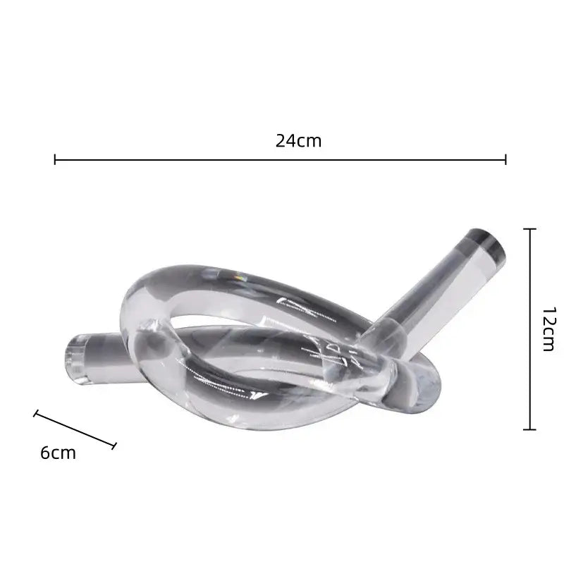 Clear acrylic rope knot sculpture 24cm long 12cm tall modern geometric acrylic rope home decor piece