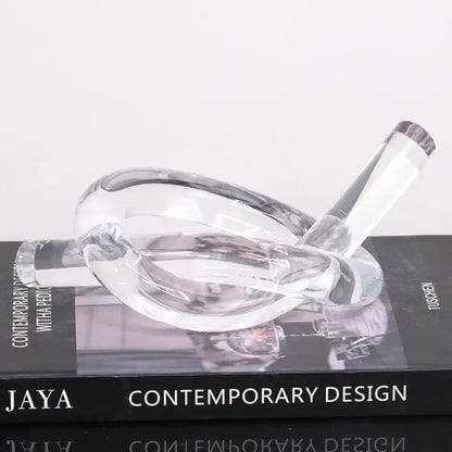 Clear glass modern geometric acrylic rope knot sculpture with sleek intertwined design for home decor living room