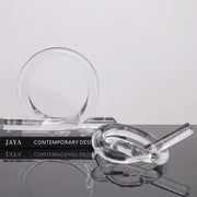 Clear acrylic geometric rope knot sculpture with circular disc modern home decor for living room display