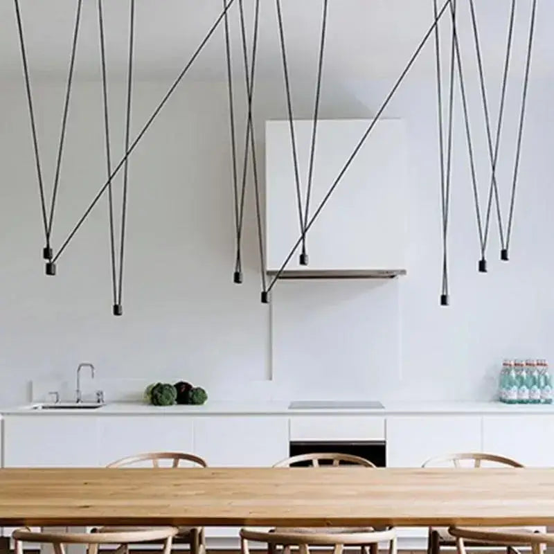 Modern geometric black linear pendant lamp with slender metal rods and minimalist design for bedroom decorbites pendant lamp