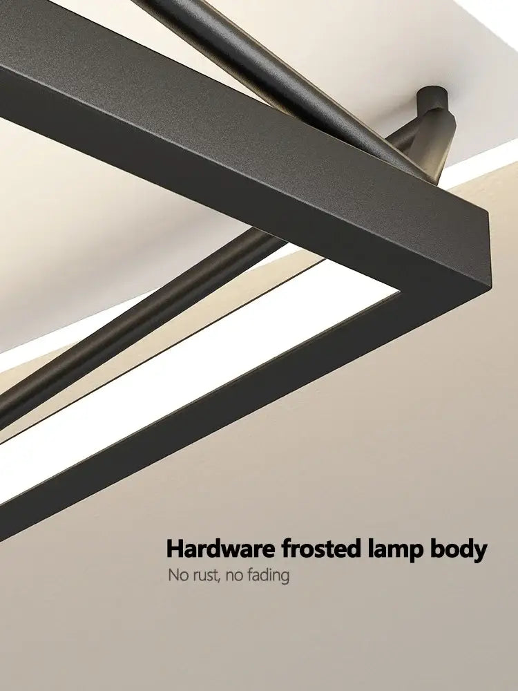 Modern geometric black metal led ceiling lamp with black hardware-frosted lamp body for bedroom decorbites geometric led design