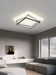 Modern geometric black metal led ceiling lamp with frosted glass panel for bedroom decorbites geometric led ceiling