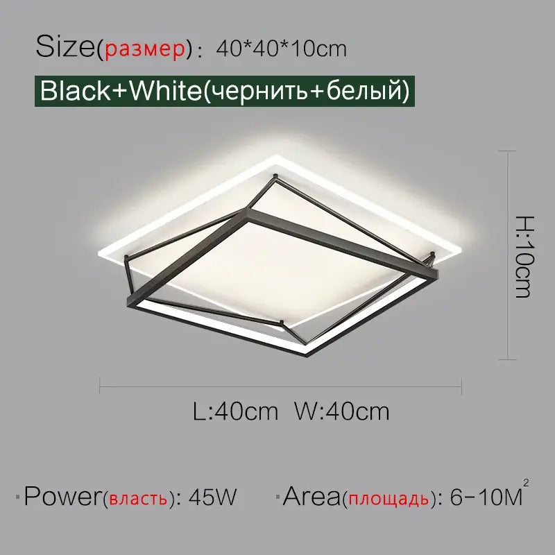 Modern geometric black metal led ceiling lamp featuring a minimalist black and white geometric ceiling lamp design by decorbites